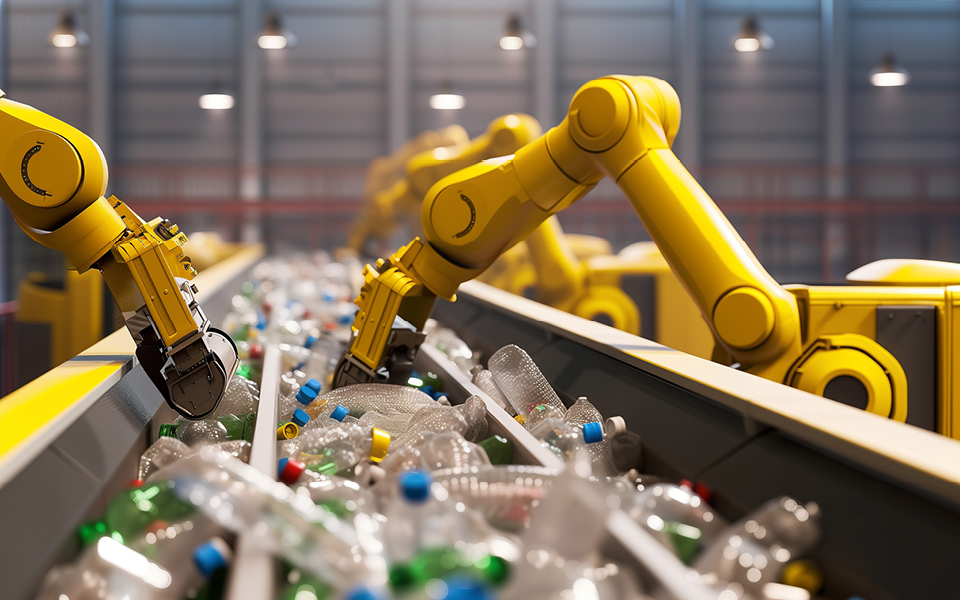 L'intelligence artificielle pilote les bras robotisés pour trier les déchets. 