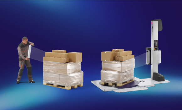 het omwikkelen van pallets met AXIO