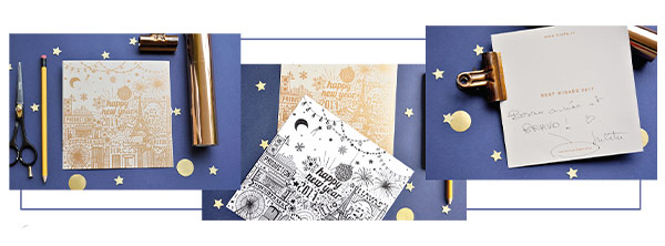 Creatie van een wenskaart door Sophie Brice. en gedrukt op Curious Matter Andina Grey.