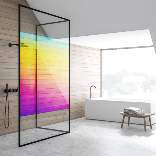 Glazen douchewand met Coala Windows Decor Colours