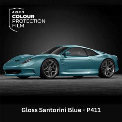 Gekleurde zelfklevende TPU folie voor lakbescherming, Arlon Colour Protection Film, P411 Gloss Santorini Blue glanzend, 1524mm x 18m