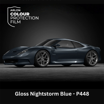 Gekleurde zelfklevende TPU folie voor lakbescherming, Arlon Colour Protection Film, P448 Gloss Nightstorm Blue glanzend, 1524mm x 18m