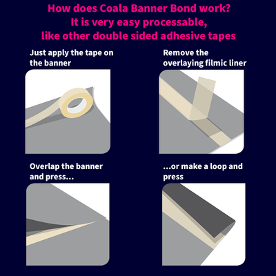 Double face Transparent bâche Coala BannerBond Permanent 400µm 25  mm x 25 m