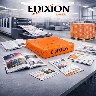 Edixion Offset is een reeks offsetpapier die bekendstaat om zijn hoge opaciteit, hoge volume en uitstekende witheid (CIE150).