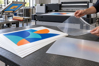 Feuilles de film synthétique transparent et blanc pour impression sérigraphie et jet d'encre UV