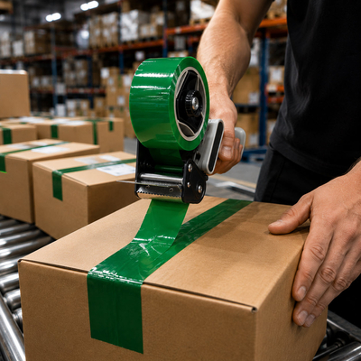 Handmatige tape, groen, 50 mm x 66.00 m, 33 µm, Kern