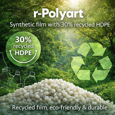 r-Polyart 30% gerecycled – Duurzame synthetische polyethyleenfolie met 30% gerecycled materiaal.