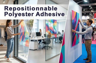 Herpositioneerbare polyester zelfklevende folie – Ultratransparante, scheurvaste folie, herpositioneerbaar zonder resten achter te laten voor tijdelijke bewegwijzering.