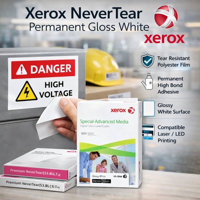 Xerox Premium NeverTear gloss white adhesive film