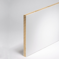zeefdrukkarton bruine kern, witte toplagen Swedboard Fibre Premium wit 10 mm 2030x3050mm oningeriemd op palletten