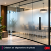 Glazen kantoorscheidingswand met 3M Frosted Crystal 7725 zandstraalfolie voor privacy