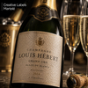 Champagnelabel Grand Cru Blanc de Blancs gedrukt op ivoor gehamerd papier Creative Labels Martelé – premium getextureerde afwerking vergé-effect, goudfolie, Antalis