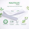 Nautilus classic - Gerecycleerd offsetpapier. Dit natuurlijk wit, ongestreken papier is gemaakt van 100% gerecycleerde vezels.