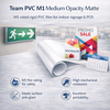 Team PVC M1 Matte Medium Opacity – Stijve PVC-folie met M1-classificatie, mat oppervlak, ideaal voor bewegwijzering en POS-reclame.