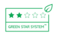 Een "Green Star System Packaging" met 2 sterren betekent dat het product gemaakt is van in totaal 50-99% gerecycleerd (PIR+PCR) of hernieuwbaar materiaal, voldoet aan REACH, maar technisch niet recycleerbaar is.